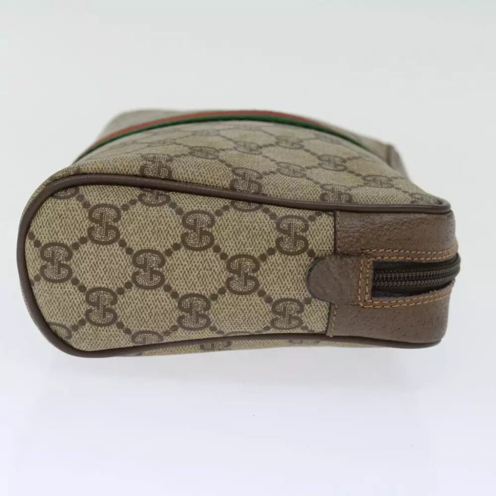 GUCCI GG Supreme Web Sherry Line Clutch Bag Beige Green - Picture 3 of 7